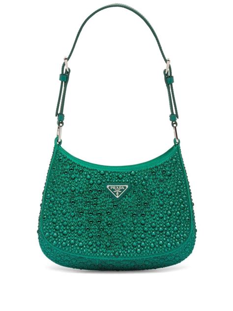 prada rhinestone bag green|Prada crystal embellished bag.